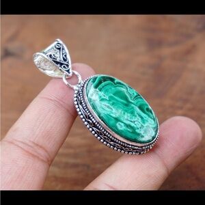 Elegant Green Natural Malachite cabochon Pendant